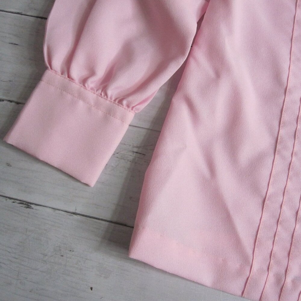 Montgomery Ward Vintage Women's Pink Top Size 36 M Long Sleeve 1970's Blouse - Picture 3 of 9